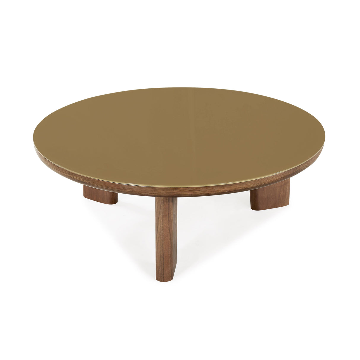 Oani 36" Walnut and Glass Round Coffee Table