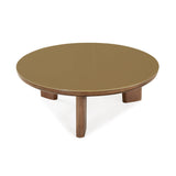 Oani 36" Walnut and Glass Round Coffee Table