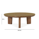 Oani 36" Walnut and Glass Round Coffee Table