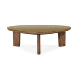 Oani 46" Walnut and Glass Triangular Coffee Table