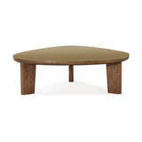 Oani 46" Walnut and Glass Triangular Coffee Table