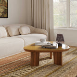 Oani 46" Walnut and Glass Triangular Coffee Table