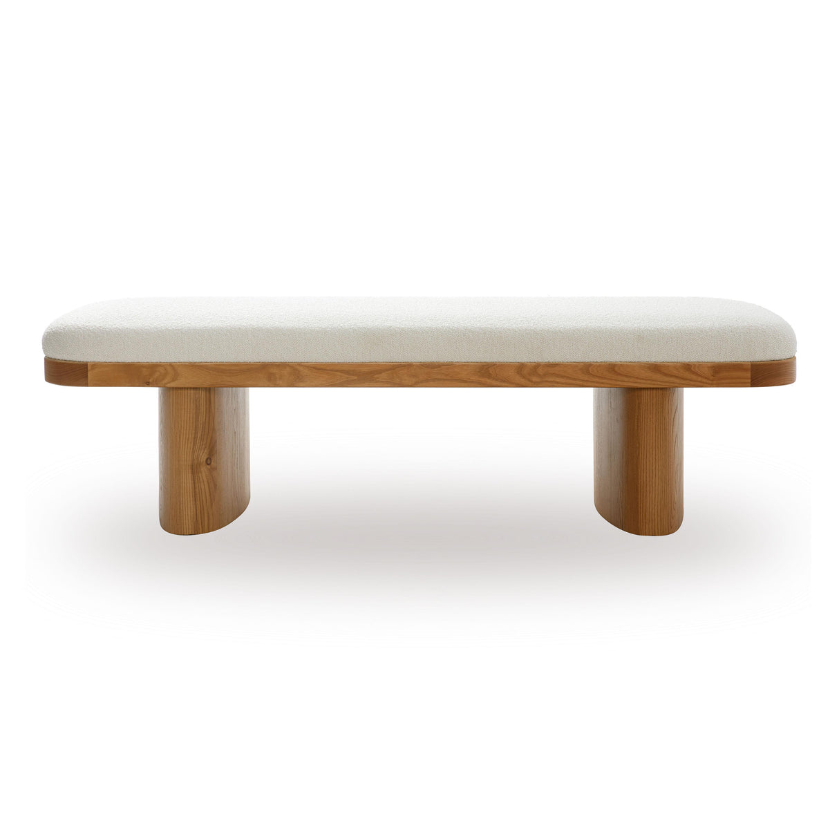 Ollie 56.5" White Performance Boucle Large Bench