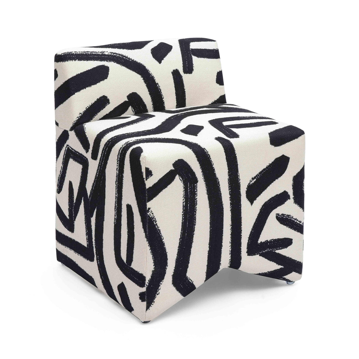 Pippa Black Brushstroke Print Stool
