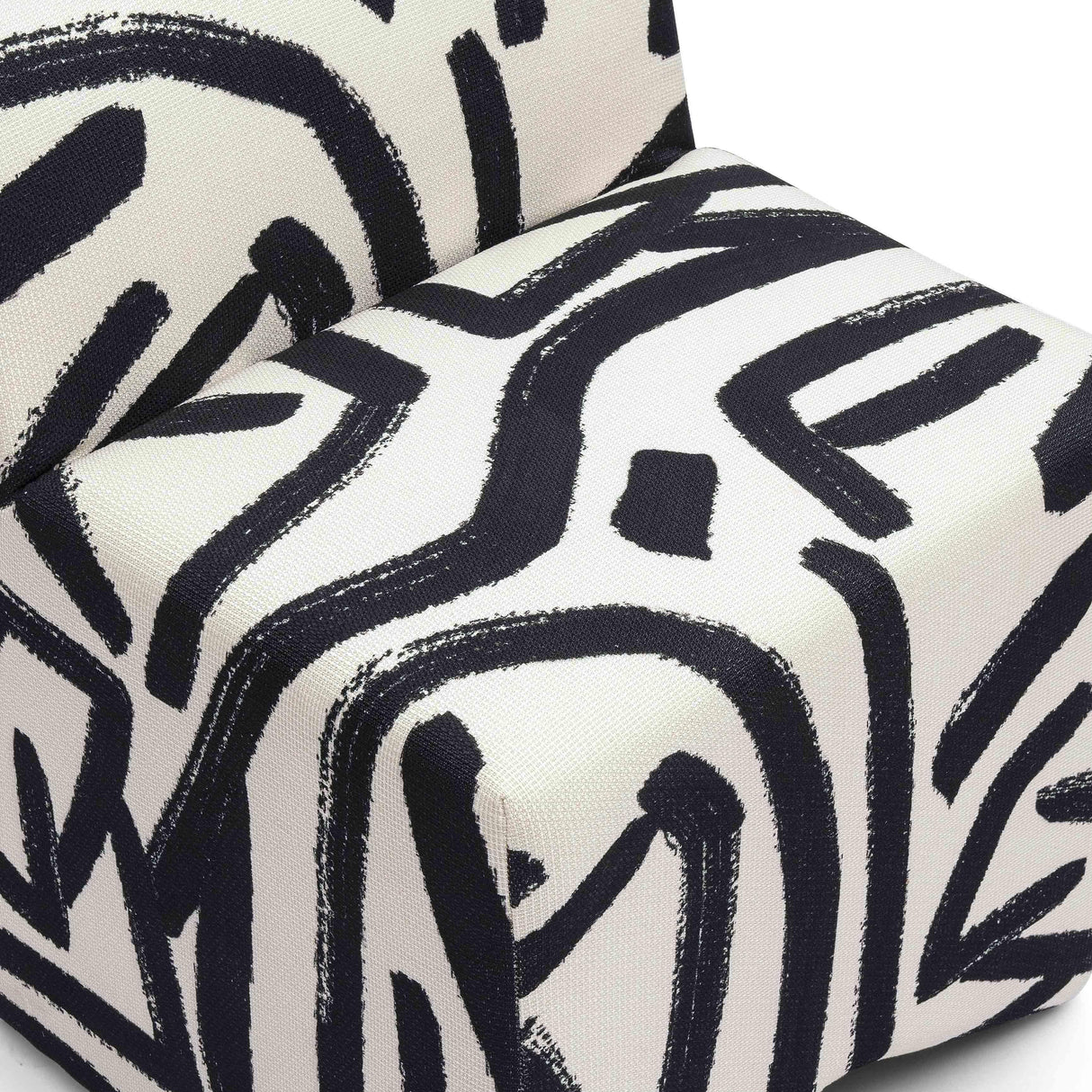 Pippa Black Brushstroke Print Stool