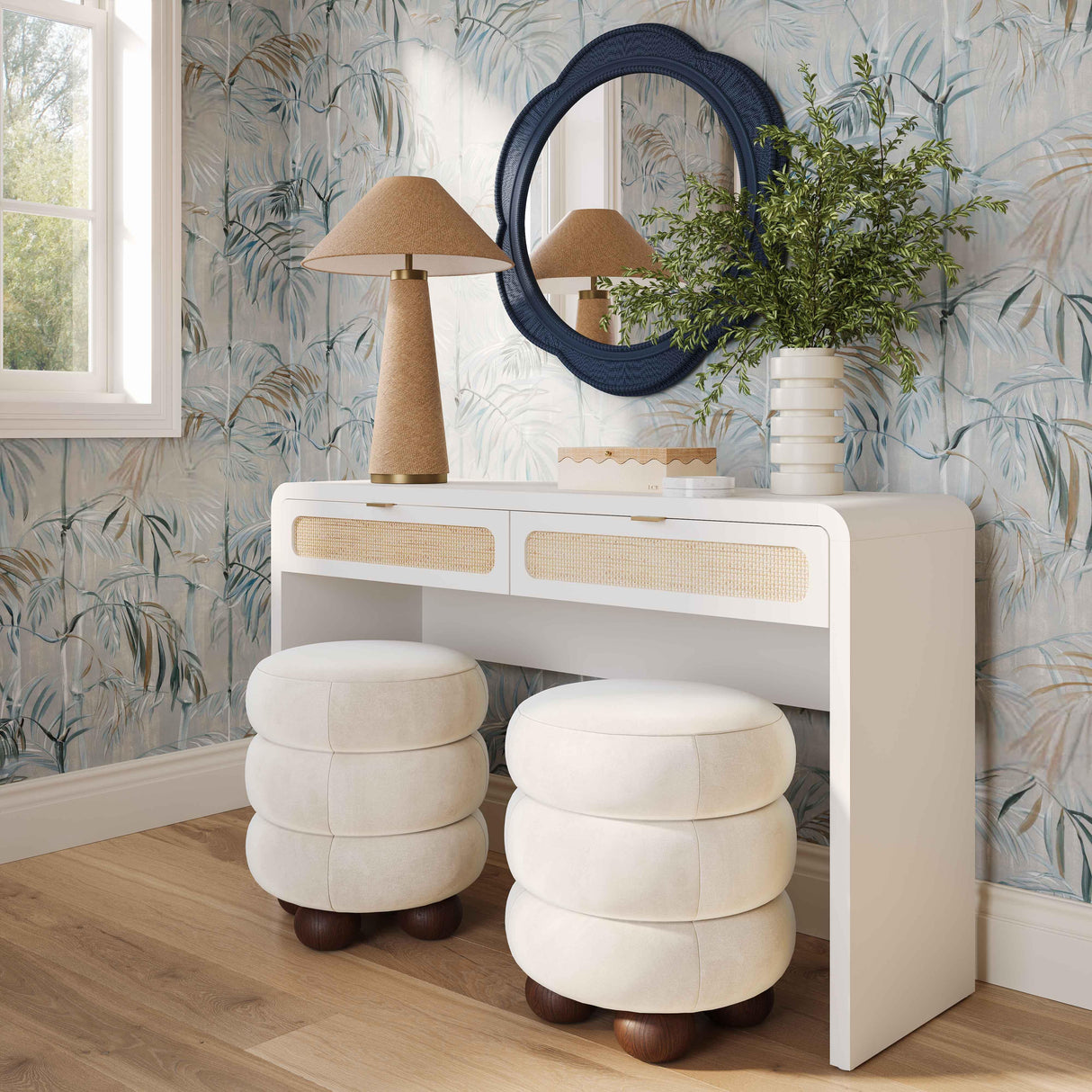 Patty 48" Rattan 2-Drawer Console Desk