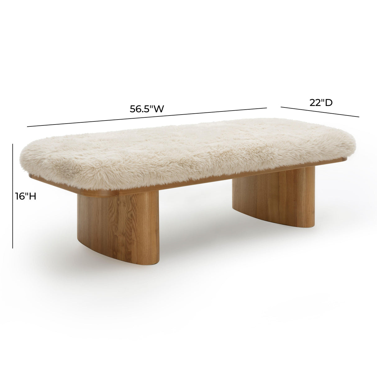 Ollie 56.5" Straight Vegan Shearling Large Bench