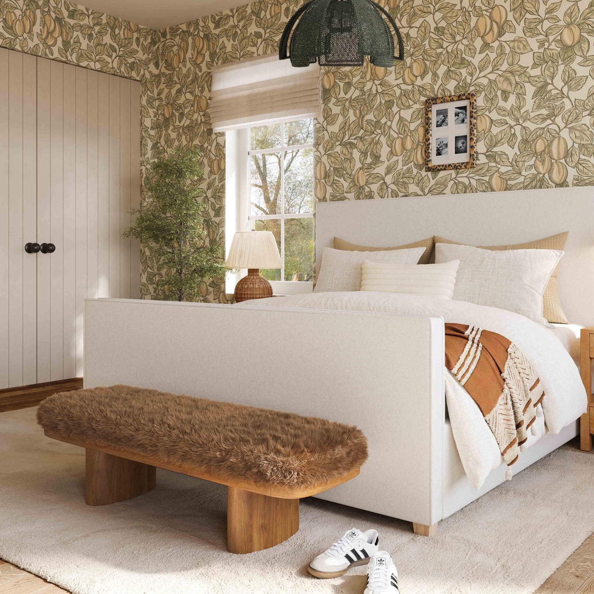 Ollie 56.5" Straight Vegan Shearling Large Bench