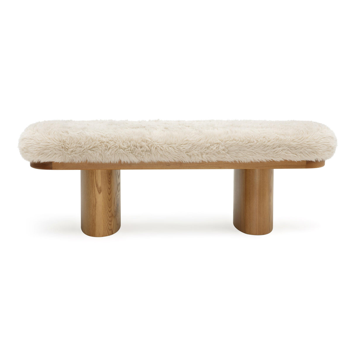 Ollie 48" Straight Vegan Shearling Bench