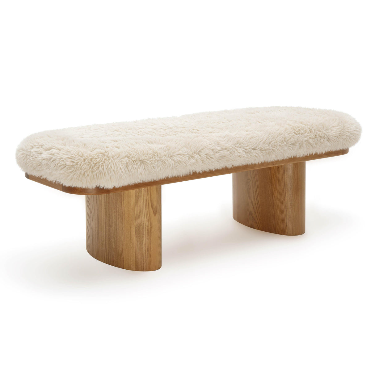 Ollie 48" Straight Vegan Shearling Bench