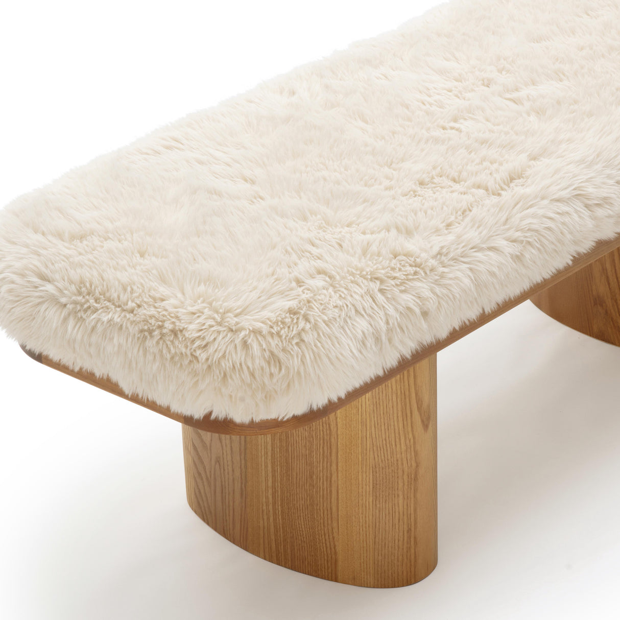 Ollie 48" Straight Vegan Shearling Bench