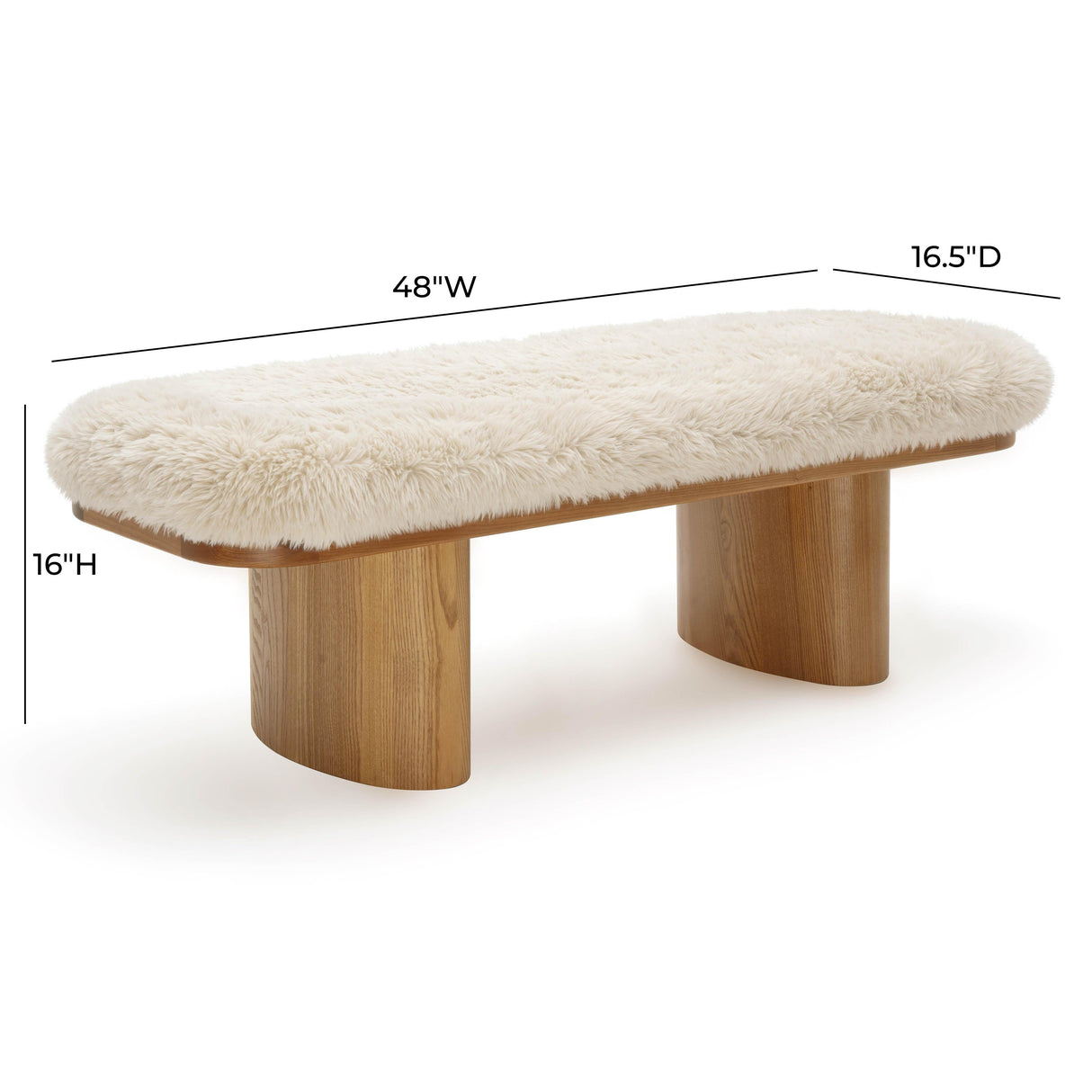 Ollie 48" Straight Vegan Shearling Bench