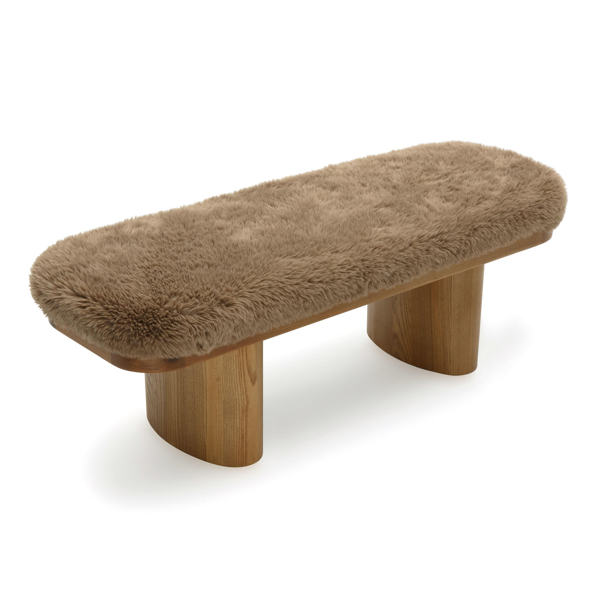 Ollie 48" Straight Vegan Shearling Bench