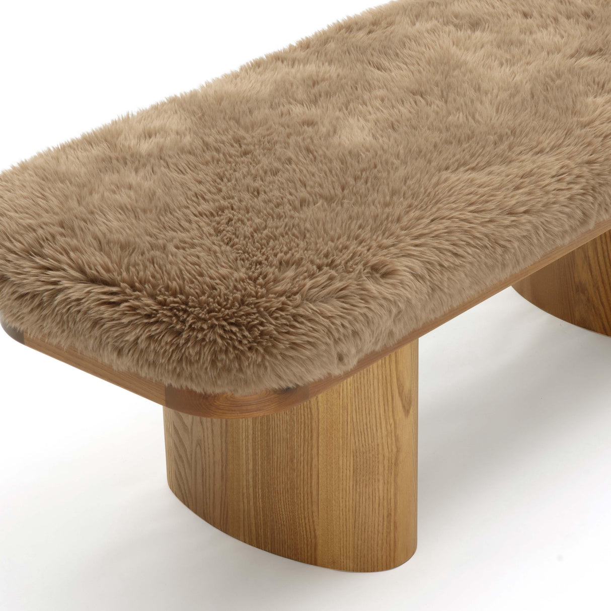 Ollie 48" Straight Vegan Shearling Bench