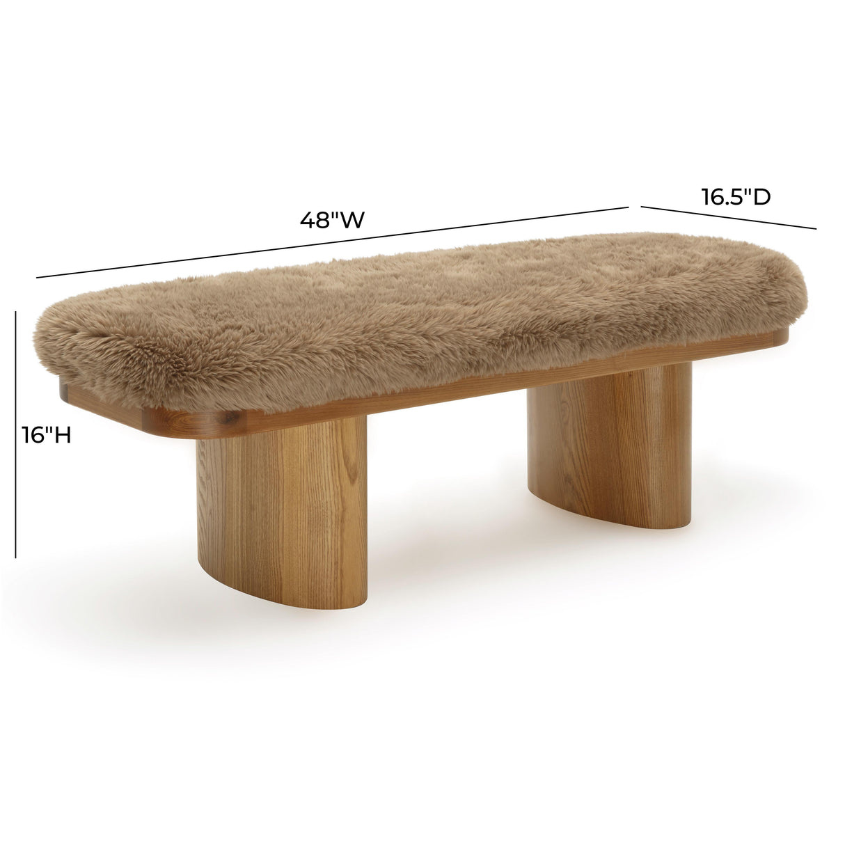 Ollie 48" Straight Vegan Shearling Bench