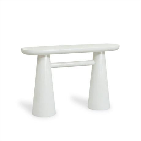 Baila 50-inch glossy lacquer console table front view in cream