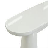 Side profile of Baila console table showcasing sculptural pedestal base