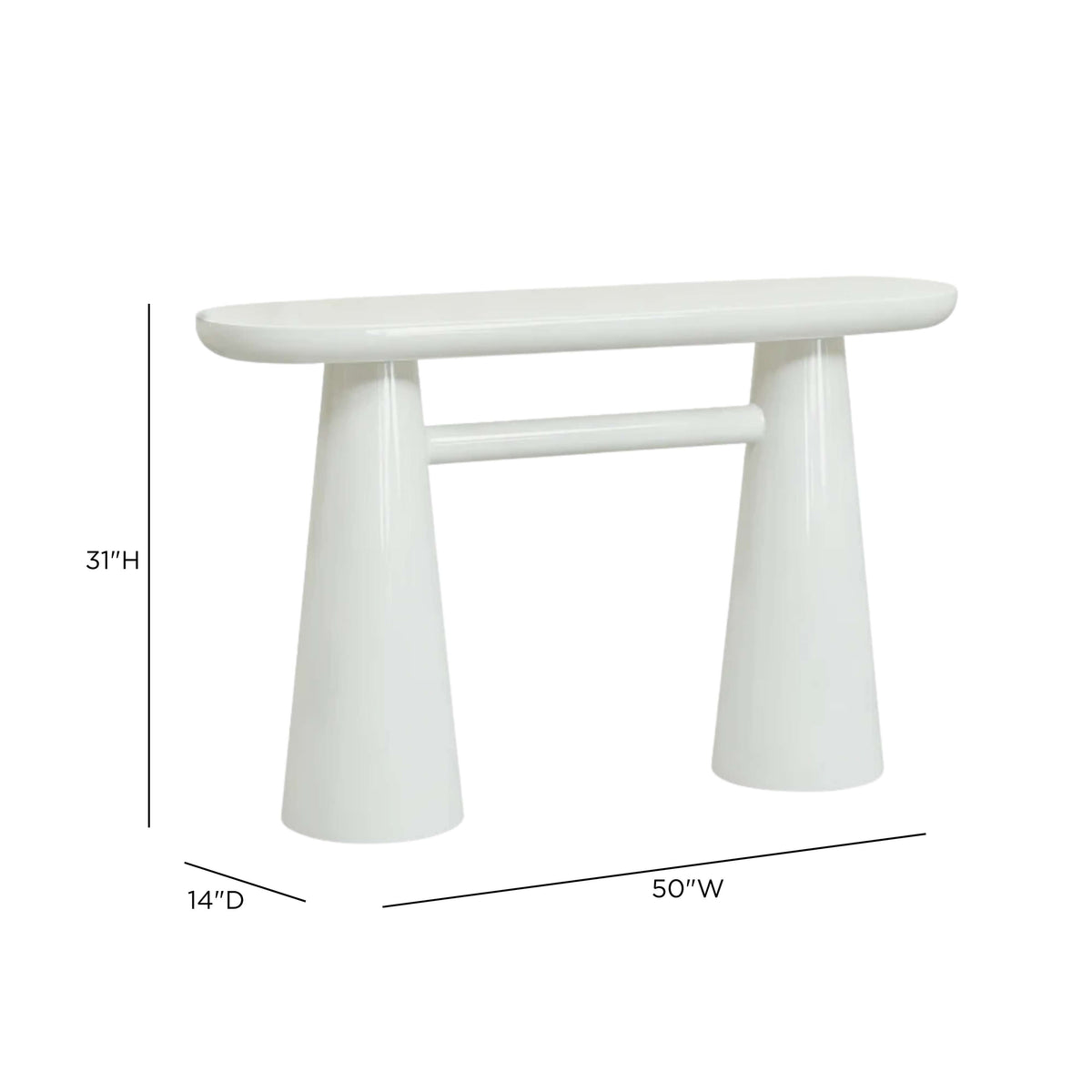 Baila 50-inch glossy lacquer console table front view in forest green