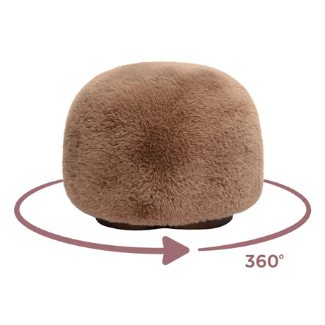 Oopa Swivel Ottoman neutral upholstery under direct warm ambient lighting