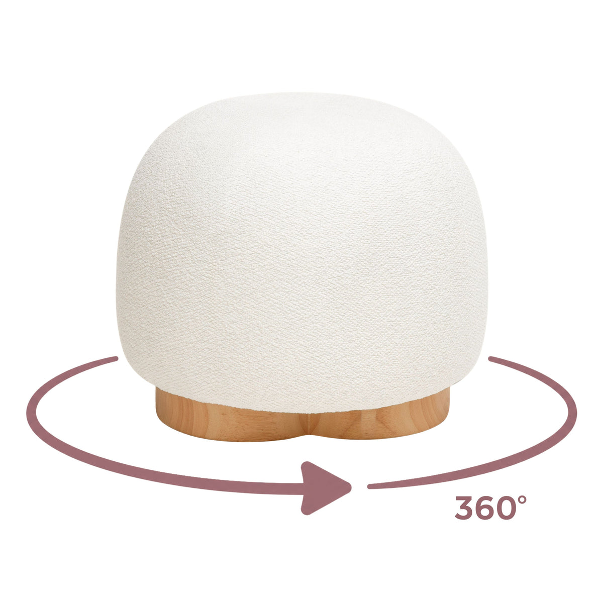 Oopa Swivel Ottoman placed near a window showcasing fabric depth