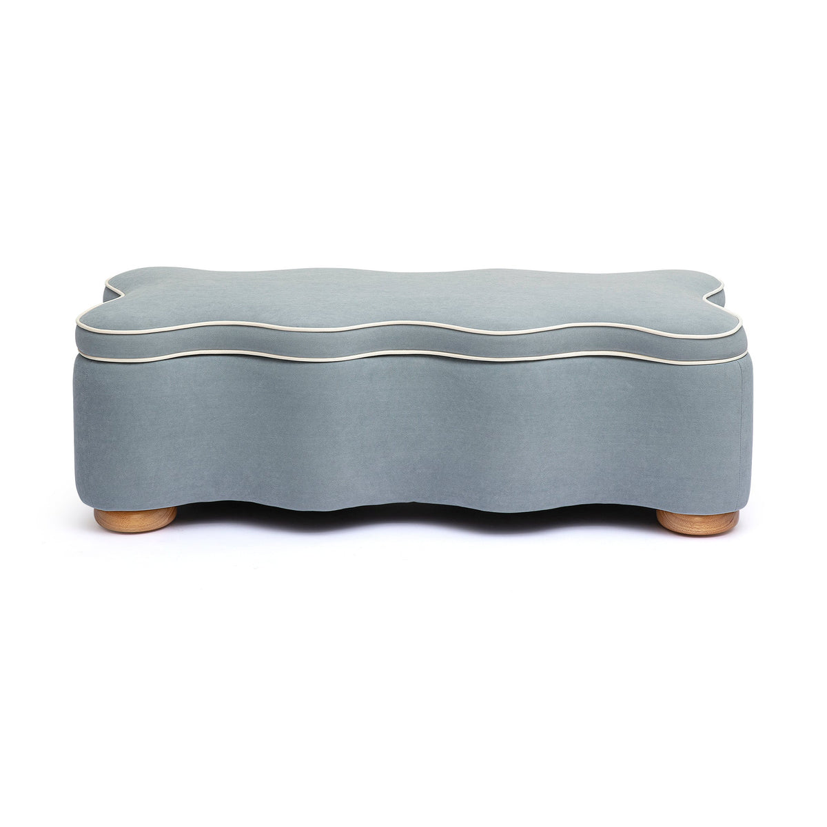 Thalia 48.5-inch performance velvet storage bench in blue finish