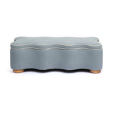 Thalia 48.5-inch performance velvet storage bench in blue finish