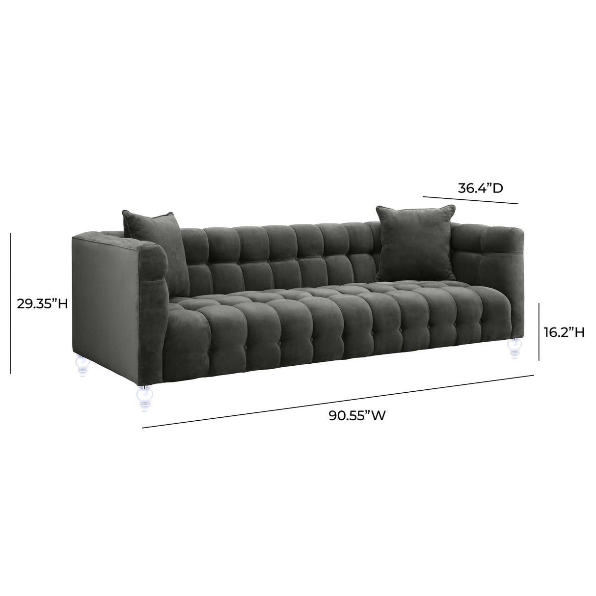 Bea 90.6" Velvet Tufted Sofa