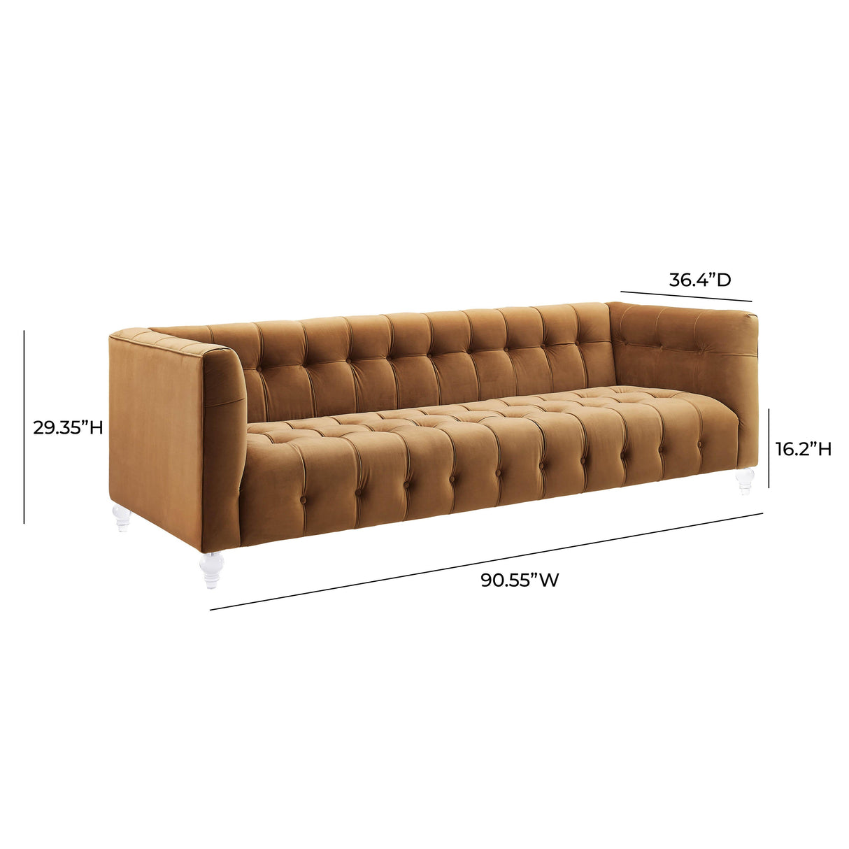 Bea 90.6" Velvet Tufted Sofa