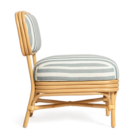 Dorine Striped Performance Linen & Rattan Accent Chair - View 4