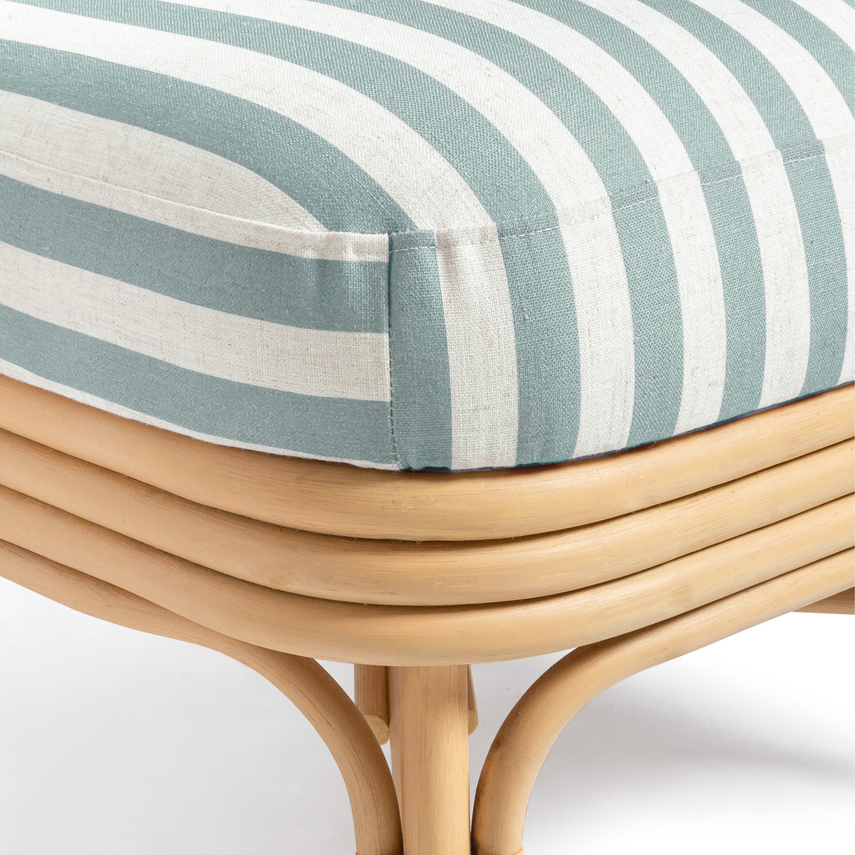 Dorine Striped Performance Linen & Rattan Accent Chair - View 7