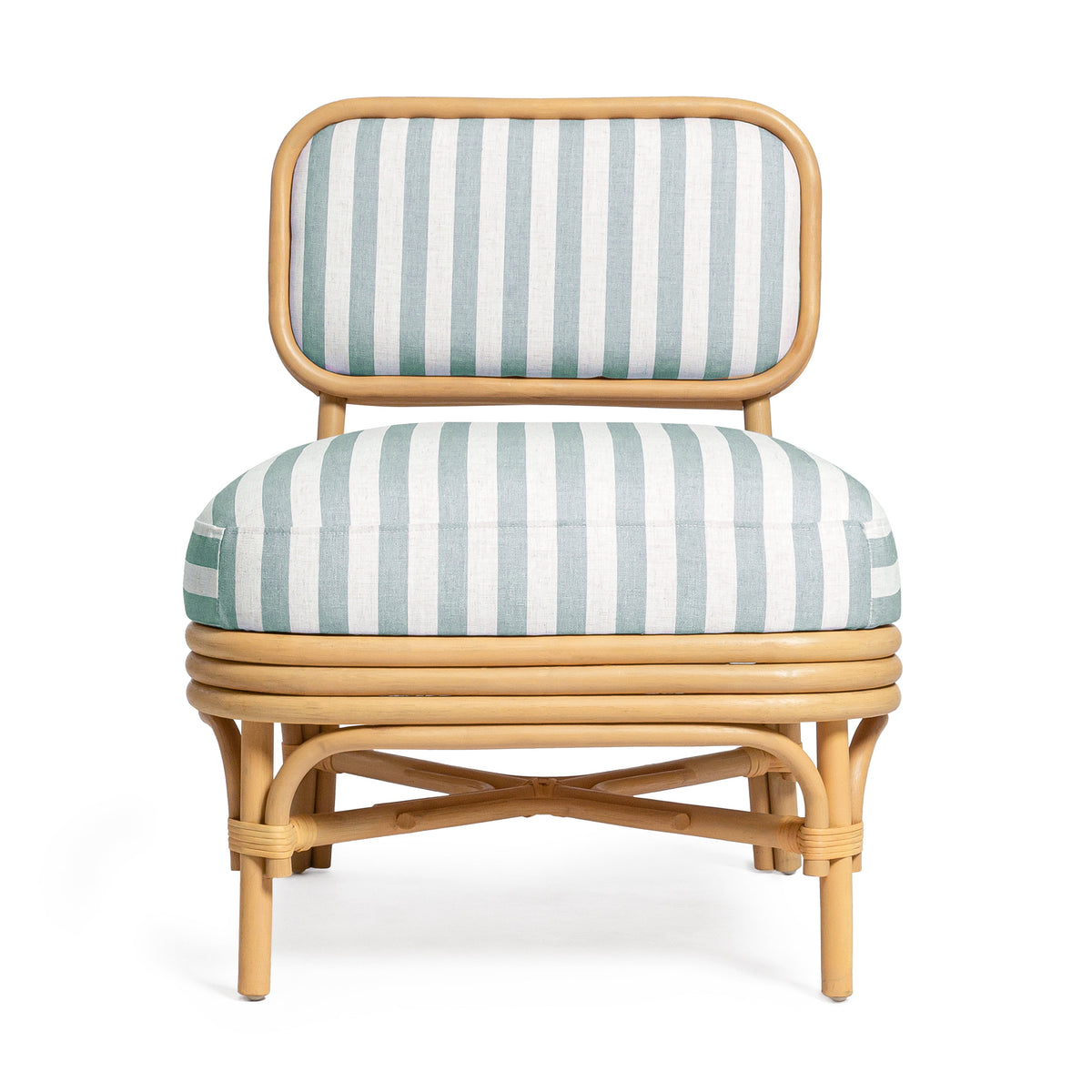 Dorine Striped Performance Linen & Rattan Accent Chair - View 3