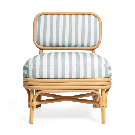 Dorine Striped Performance Linen & Rattan Accent Chair - View 3