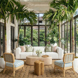 Dorine Striped Performance Linen & Rattan Accent Chair - View 2