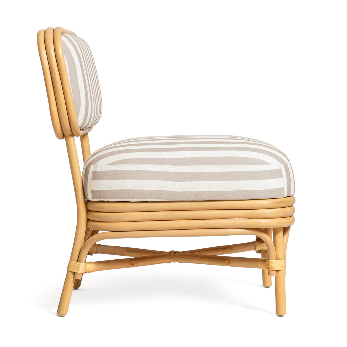 Dorine Striped Performance Linen & Rattan Accent Chair - View 12