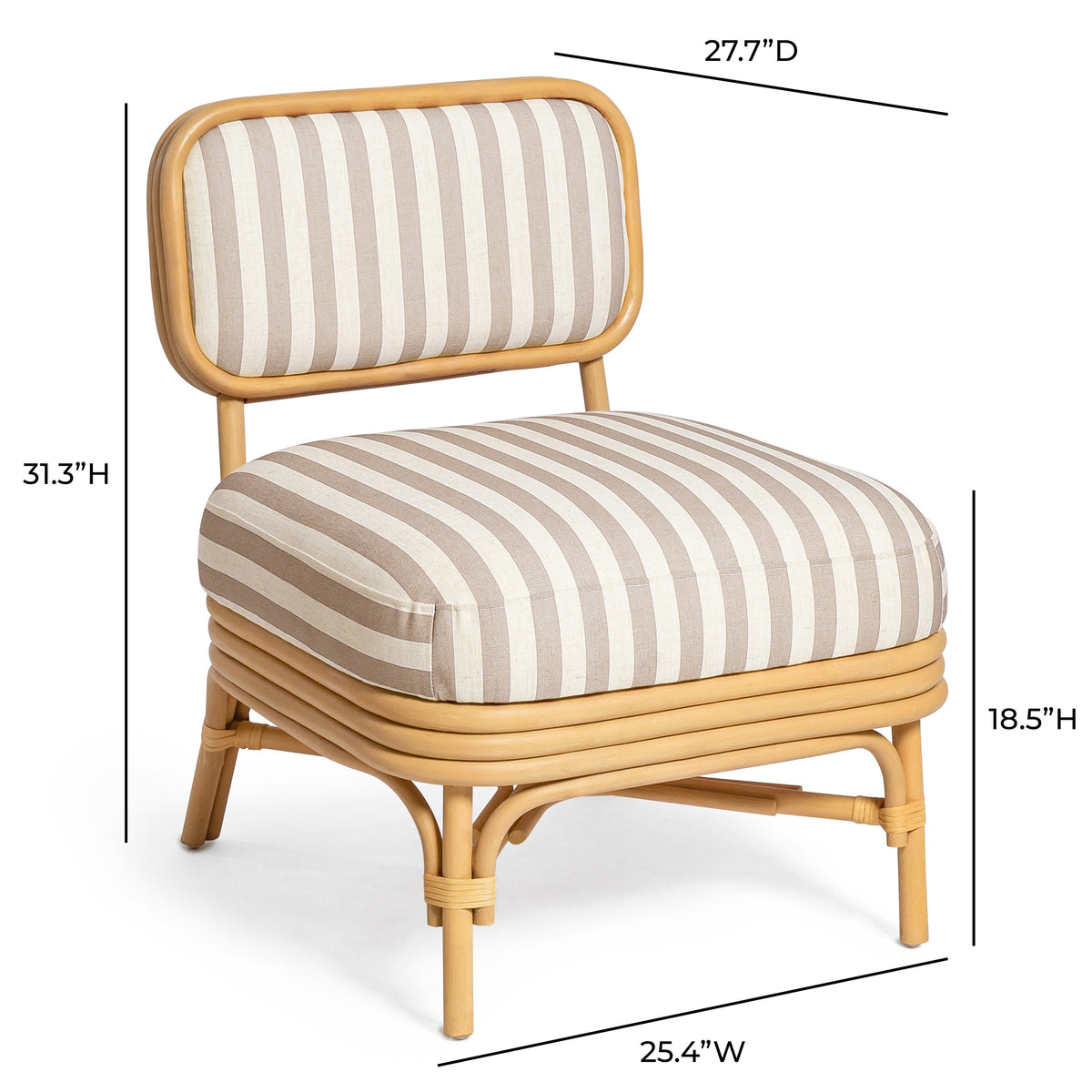 Dorine Striped Performance Linen & Rattan Accent Chair - View 16