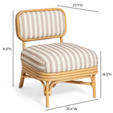 Dorine Striped Performance Linen & Rattan Accent Chair - View 16