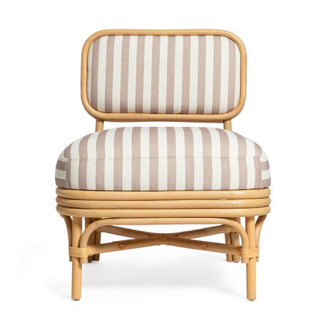 Dorine Striped Performance Linen & Rattan Accent Chair - View 11