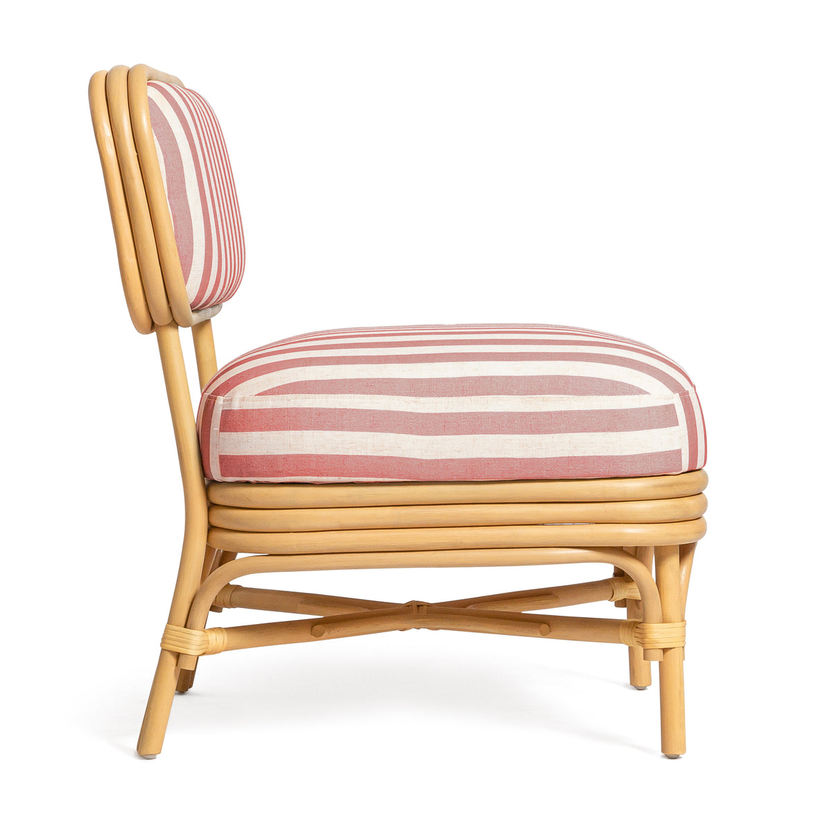 Dorine Striped Performance Linen & Rattan Accent Chair - View 20