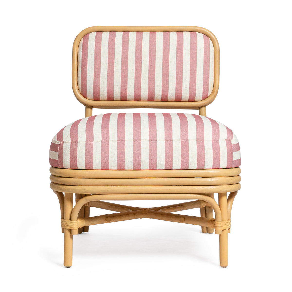Dorine Striped Performance Linen & Rattan Accent Chair - View 19