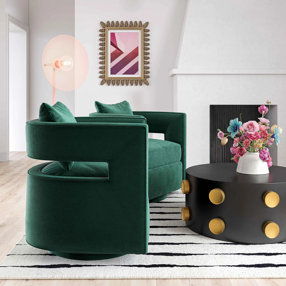 Kennedy Black Textured Velvet Swivel Chair
