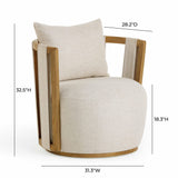 Paolo Cream Textured Weave Swivel Chair