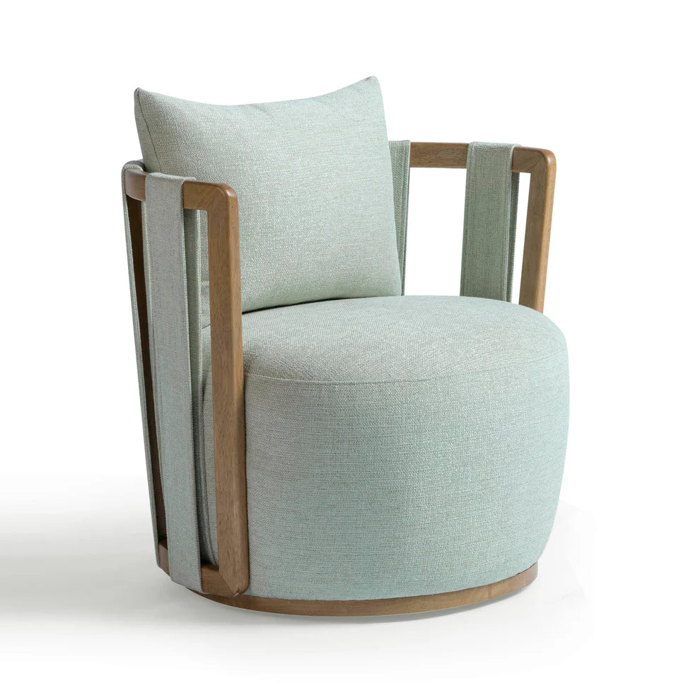 Paolo Cream Textured Weave Swivel Chair