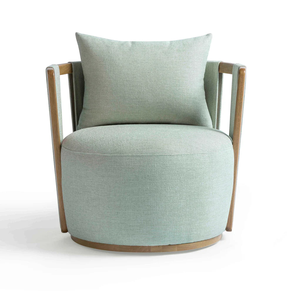 Paolo Cream Textured Weave Swivel Chair