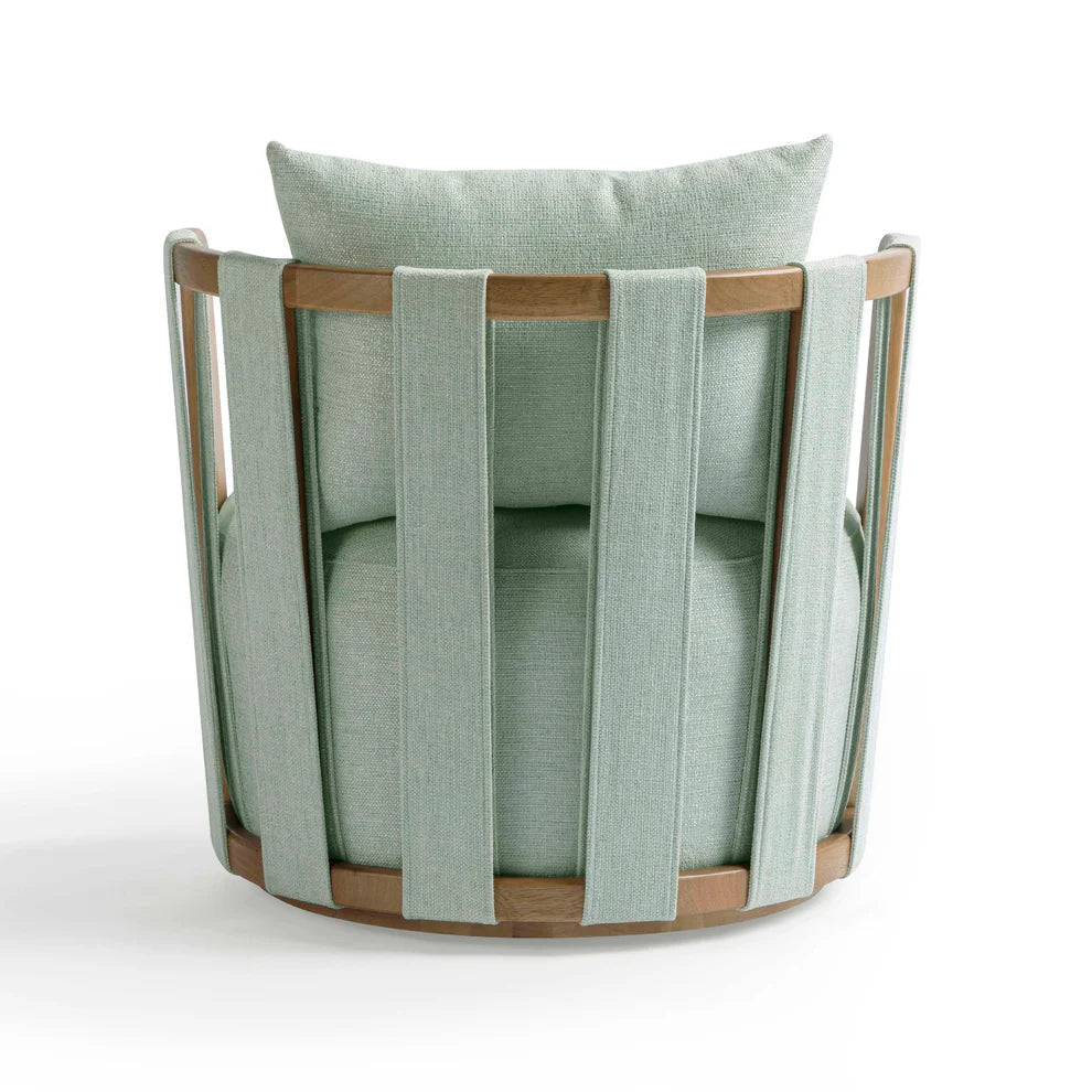Paolo Cream Textured Weave Swivel Chair