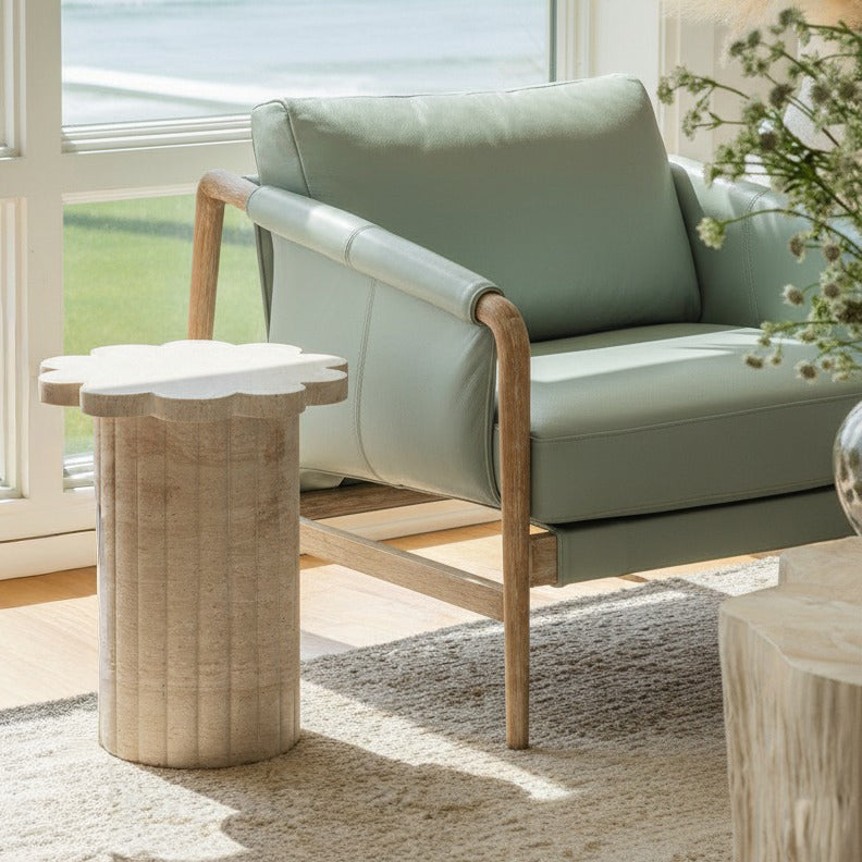 Blossom Faux Travertine Indoor/Outdoor Concrete Side Table