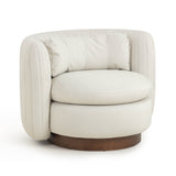 Nura Cream Vegan Mohair Swivel Accent Chair
