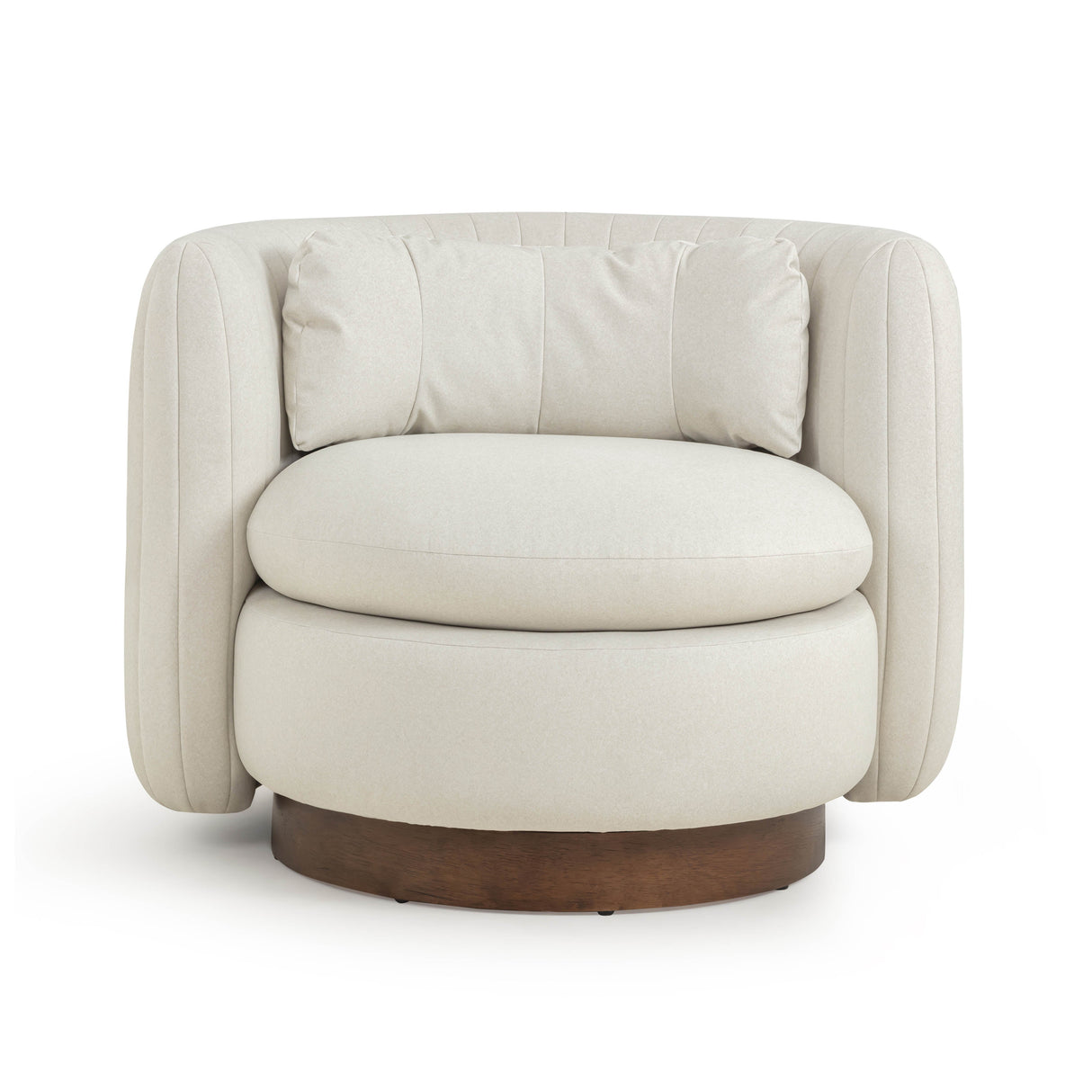 Nura Cream Vegan Mohair Swivel Accent Chair