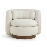 Nura Cream Vegan Mohair Swivel Accent Chair