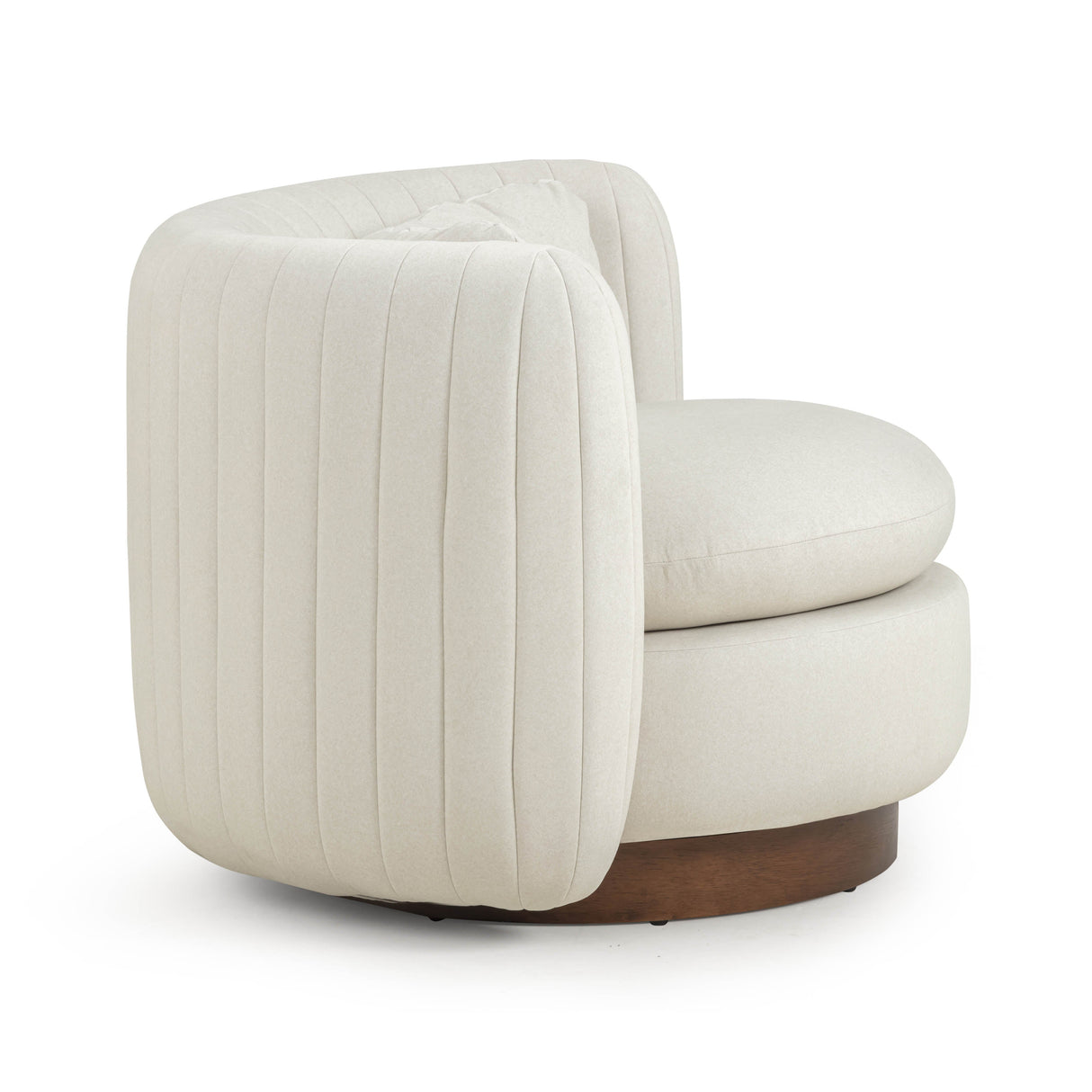 Nura Cream Vegan Mohair Swivel Accent Chair