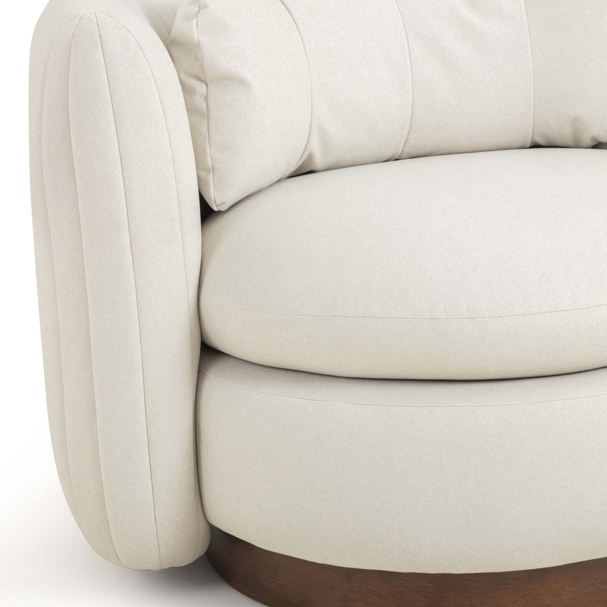 Nura Cream Vegan Mohair Swivel Accent Chair
